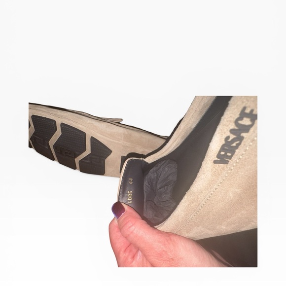 Versace Tan Suede Slip-On Driving Loafers